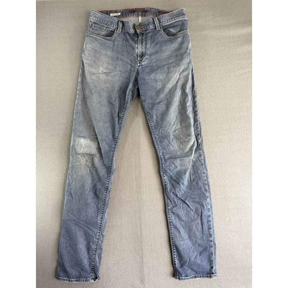 Alberto Pipe Jeans Mens 33x34 Light Wash Blue Slim Straight Selvage Luxury T400
